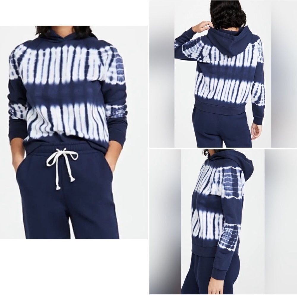 MADEWELL Navy and White Retro Hoodie Sweatshirt-XS